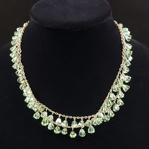 Vtg green crystal rhinestone necklace